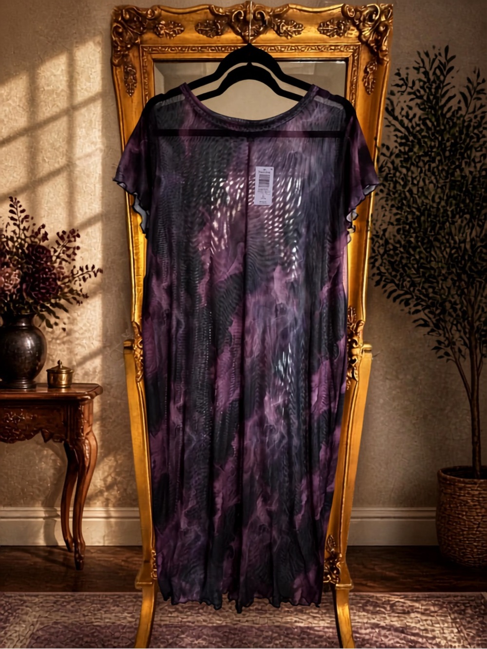 Torrid Mesh Purple Floral Maxi Dress